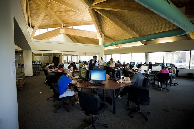 Inside the library commons