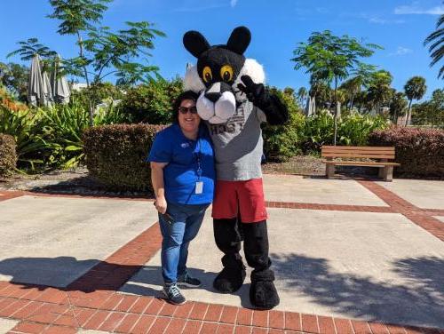 Pete the Panther with a Community Partner